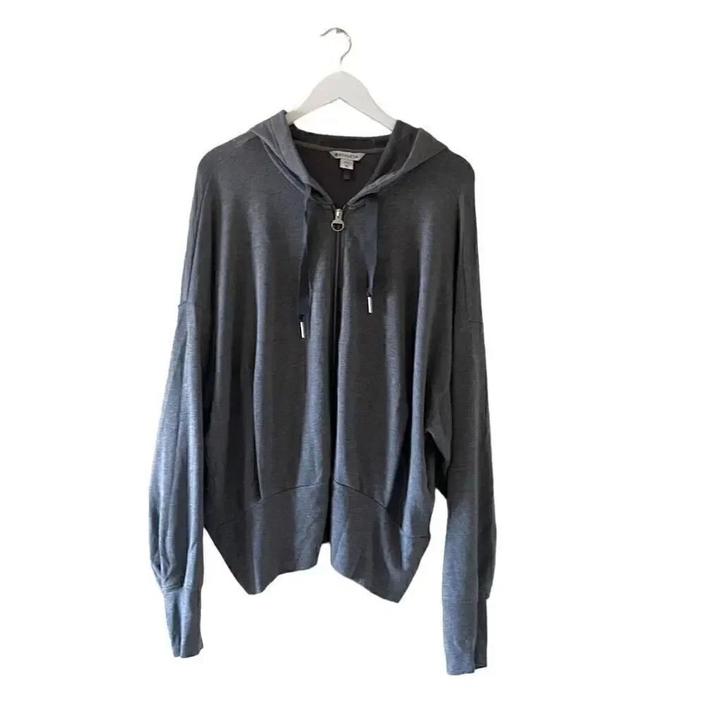 Athleta Women’s Gray Long Sleeves Thumbnail Zip Up Hidden Pocket Soft XL #1685